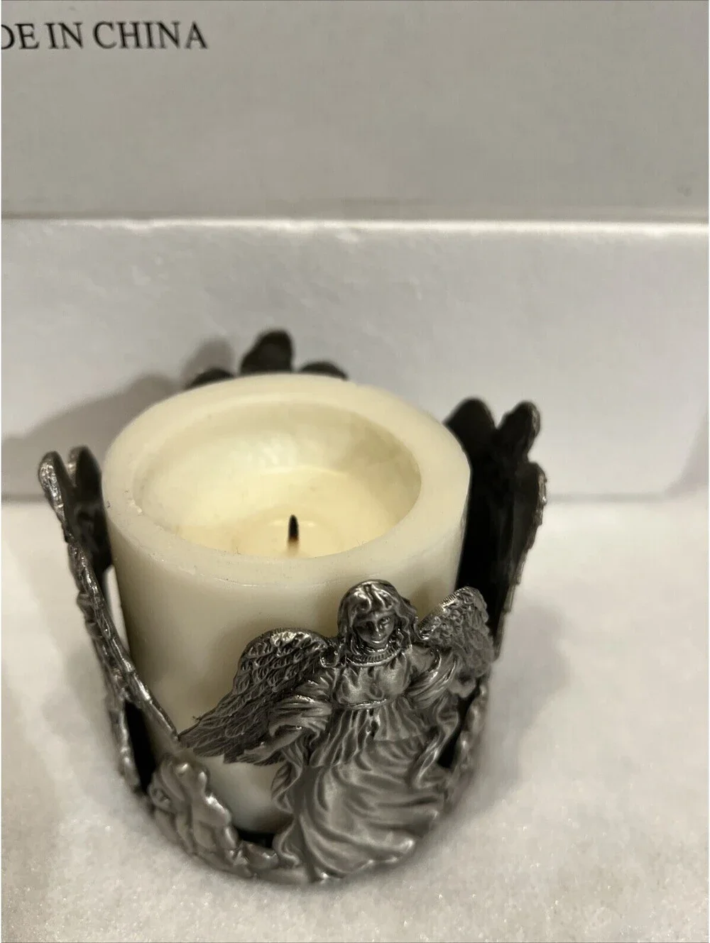 Angel candles set three-piece pewter